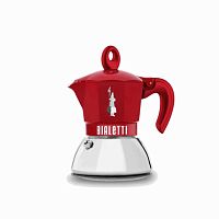 Гейзерная кофеварка Bialetti Moka Induction Exclusive 9069, красная 2 чашки