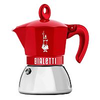 Гейзерная кофеварка Bialetti Moka Induction Exclusive 9070, красная 4 чашки