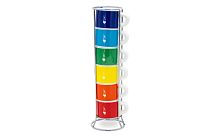 Набор из 6 чашек для эспрессо Bialetti Multicolor со стойкой TAZZ110